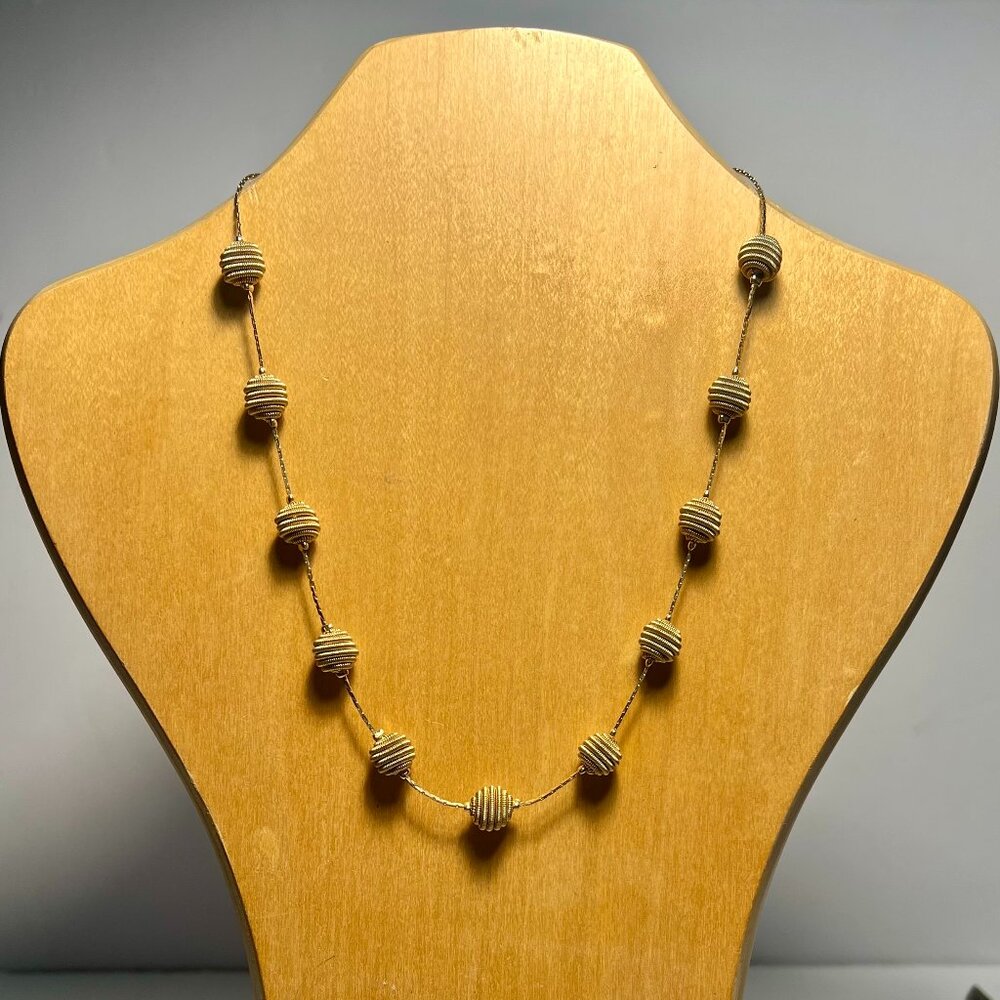 Vintage Trifari Gold-Tone Spiral Beaded Station Necklace